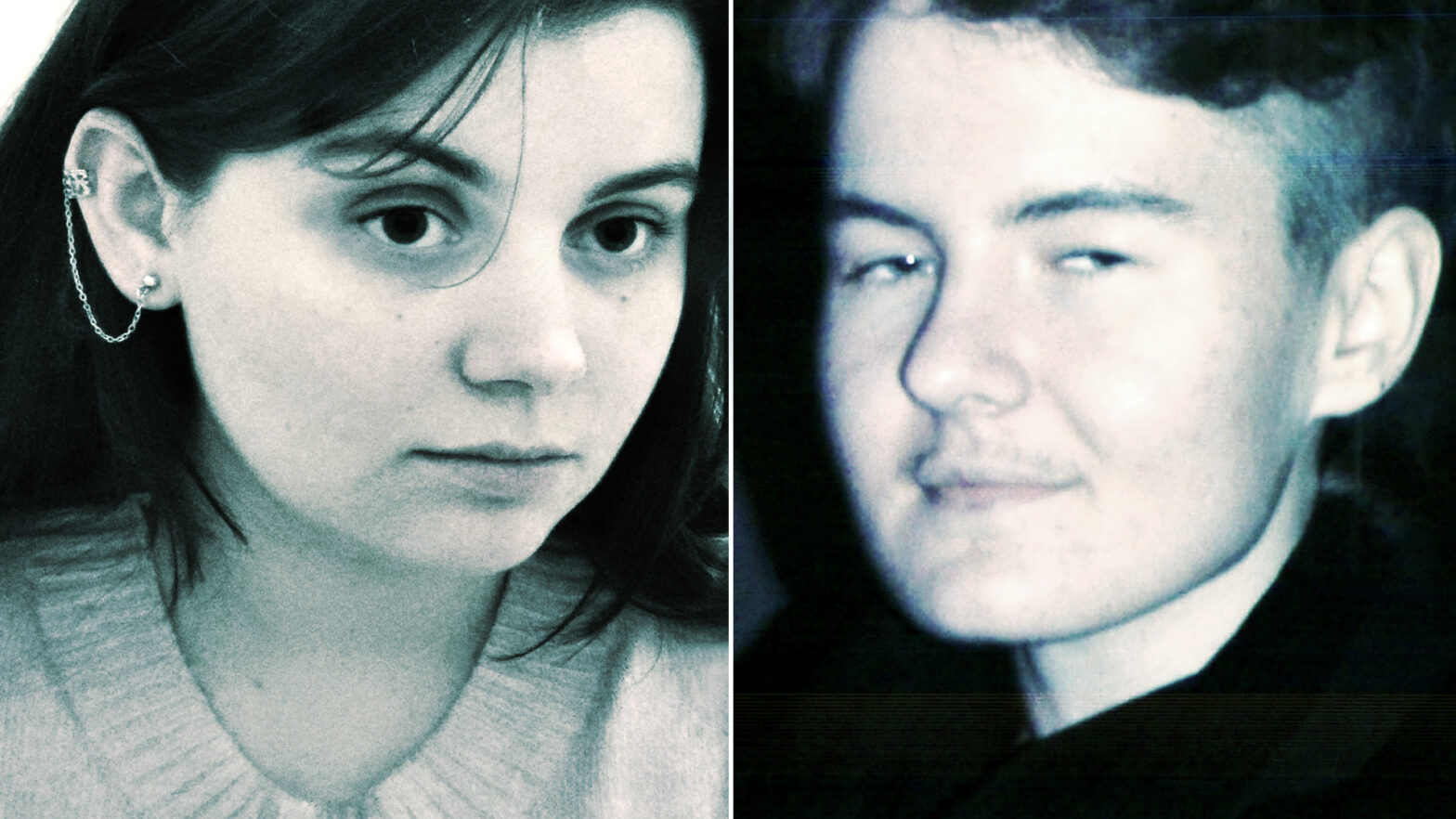 Czarno-białe portrety Julii Sieczkowskiej i Marcela Boguszewskiego. Kobieta po lewej stronie ujęta jest z prawego półprofilu, mężczyzna po prawej z lewego półprofilu. Oboje spoglądają w przestrzeń i są lekko uśmiechnięci.