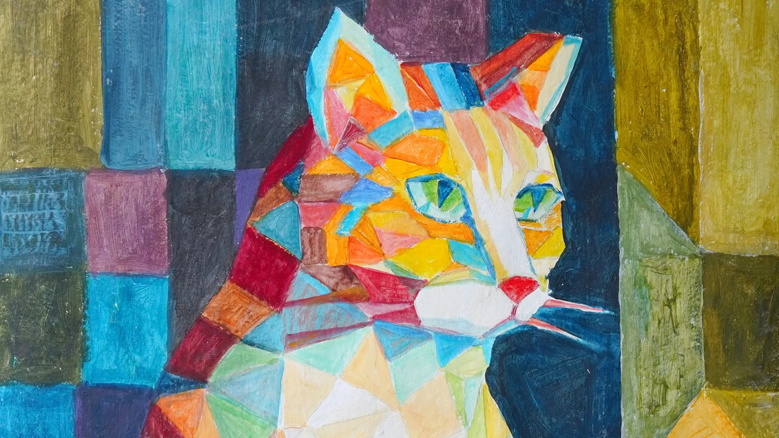 Abstrakcyjny obraz kolorowego kota
